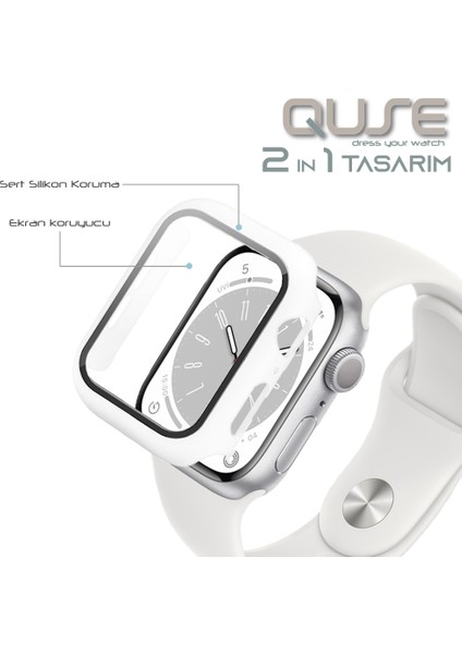 Apple Watch Seri 9-8-7 45MM Uyumlu Ekran ve Kasa Koruyucu Beyaz fiyatları