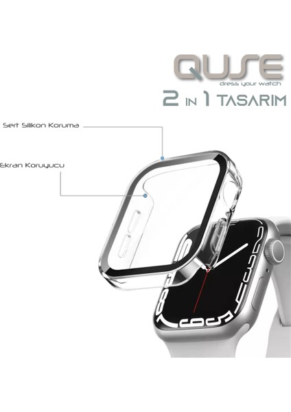 Apple Watch Seri 9-8-7 45MM Uyumlu Ekran ve Kasa Koruyucu Şeffaf modelleri