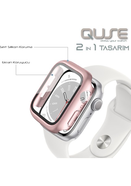 Apple Watch Seri 3-2 38MM Uyumlu Ekran ve Kasa Koruyucu Rose Gold