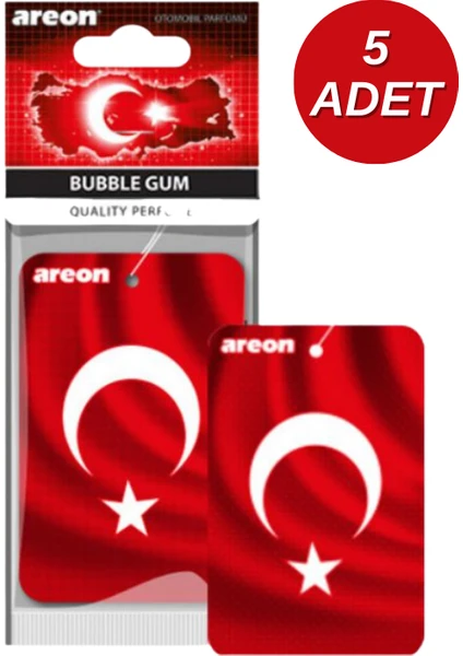 Türk Bayrağı Bubble Gum Oto Araç Kokusu 5'li