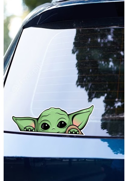 Quart Aksesuar 16 x 6 cm Yoda Sticker Araba Laptop Oto Motor Sticker