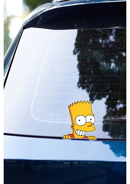 Quart Aksesuar 11 x 9,5 cm Bart Simpson Sticker Araba Laptop Oto Motor Sticker