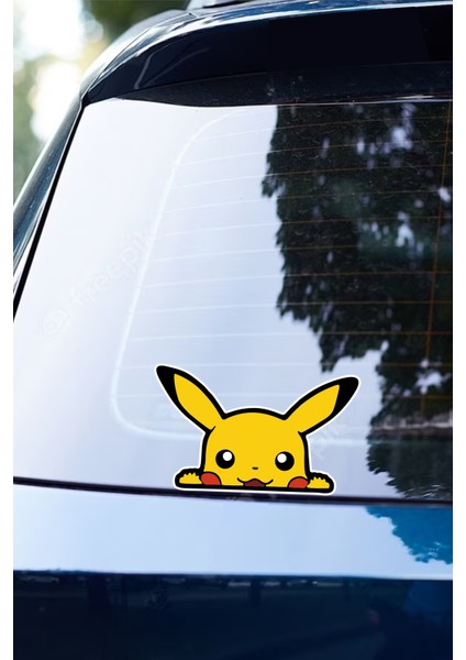 Quart Aksesuar 14 x 8,5 cm Pokemon Pikachu Sticker Araba Laptop Oto Motor Sticker