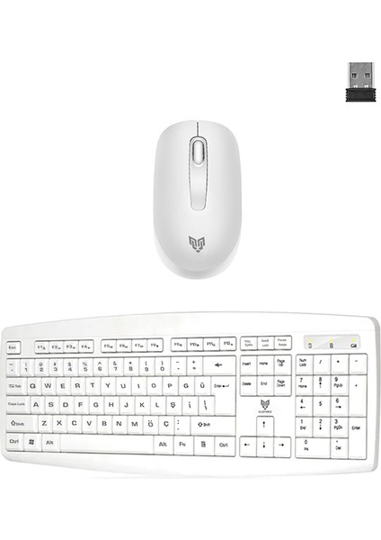 Km-01 2.4 Ghz Wireless Kablosuz Klavye Mouse Set 1600 Dpı Pilli Beyaz Pc Laptop Tv Uyumlu