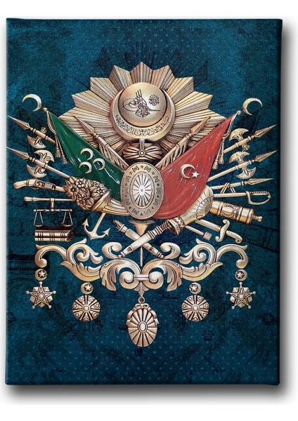 Mavi Osmanlı Devlet Arması Kanvas Tablo
