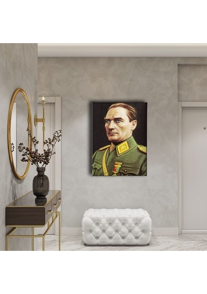 Asker Kıyafetli Atatürk Portresi Kanvas Tablo