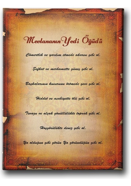Mevlana'nın 7 Öğüdü Tablo
