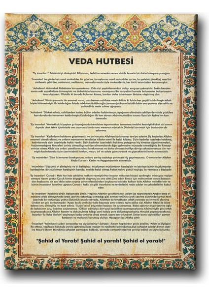 Veda Hutbesi Tablo