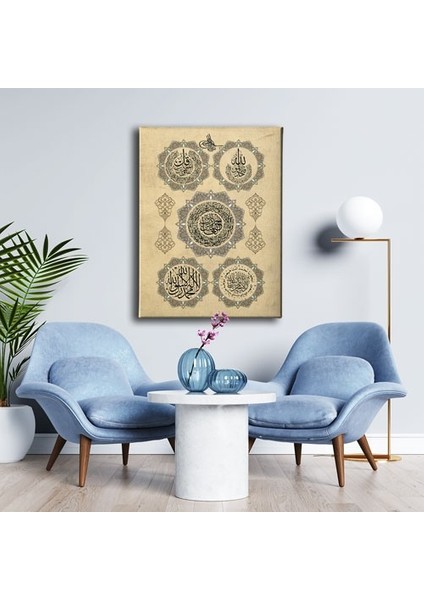 Fatiha-Ihlas-Felak-Kelime-I Tevhid Dini Kanvas Tablo modelleri