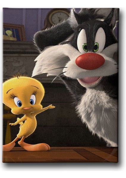 Tweety ve Kedi Çocuk Kanvas Tablo