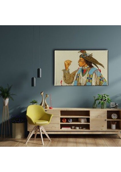 Kızılderili Erkek Portresi Canvas Tablo fiyatları