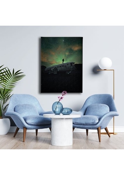 Gece Uçak Canvas Tablo modelleri