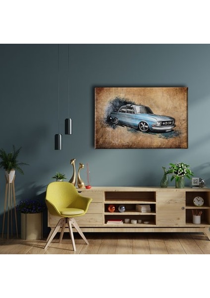 Klasik Mavi Araba Canvas Tablo fiyatları