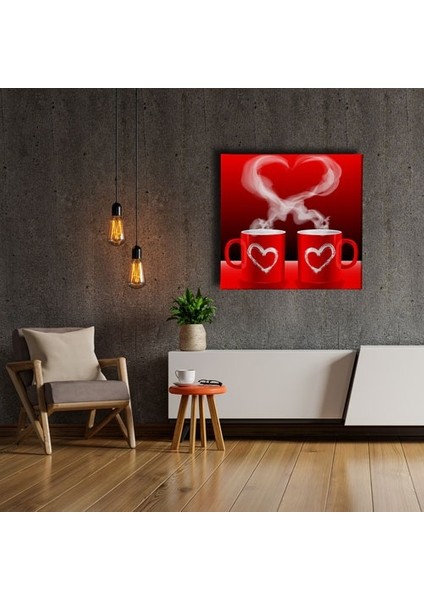 Çiftli Kalpli Kupa Kanvas Tablo fiyatları
