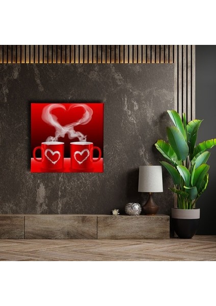 Çiftli Kalpli Kupa Kanvas Tablo fırsatları