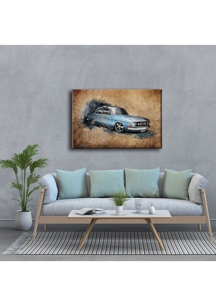 Klasik Mavi Araba Canvas Tablo modelleri