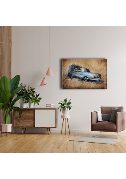 Klasik Mavi Araba Canvas Tablo fırsatları