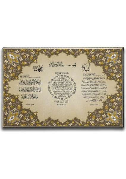 Ayet-El Kürsi-Bereket-Nazar Ayeti Ayetli Kanvas Tablo