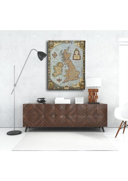 Biritanya Haritası Canvas Tablo