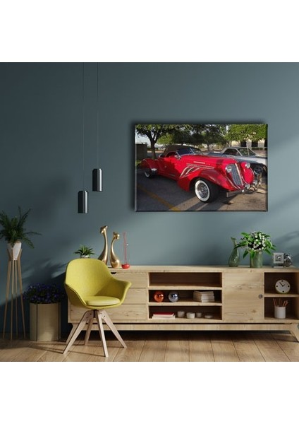 Klasik Kırmızı Araba Canvas Tablo fiyatları