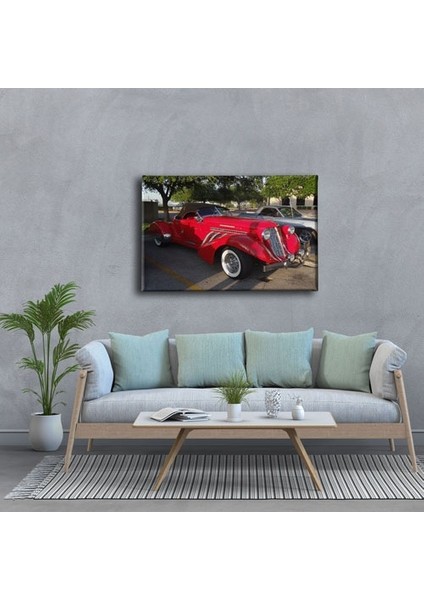 Klasik Kırmızı Araba Canvas Tablo modelleri
