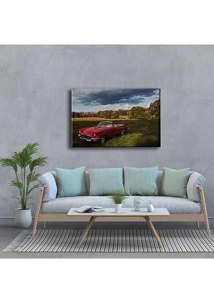 Klasik Kırmızı Araba Canvas Tablo modelleri