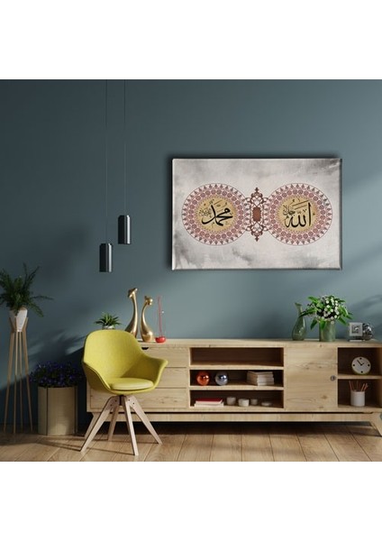 Allah - Muhammed Motifli Dini Kanvas Tablo