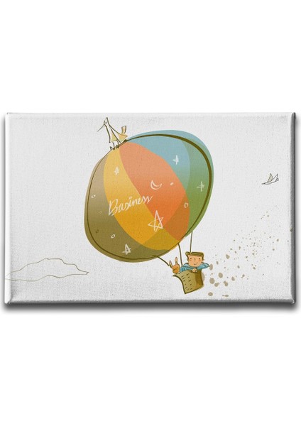 Uçan Balonlu Çocuk Kanvas Tablo