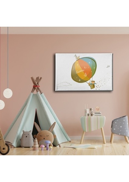 Uçan Balonlu Çocuk Kanvas Tablo