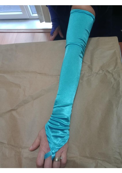 Saten Likralı Dans & Opera Eldiveni - (58 CM)