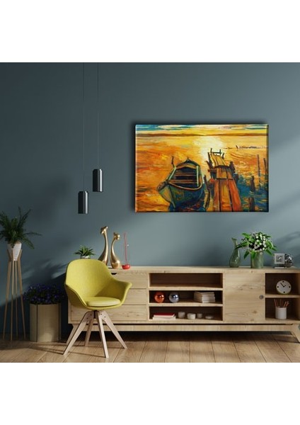 Kıyı Gün Batımı Yağlı Boya Kanvas Tablo fiyatları