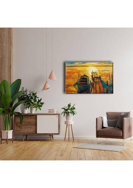 Kıyı Gün Batımı Yağlı Boya Kanvas Tablo fırsatları