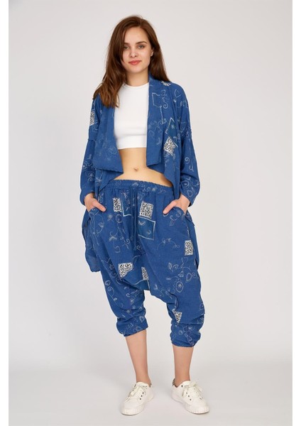 Boho Şalvar Pantolon Asimetrik Ceket Takım