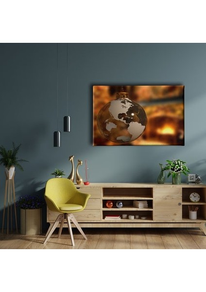 Dünya Haritalı Lamba Canvas Tablo fiyatları
