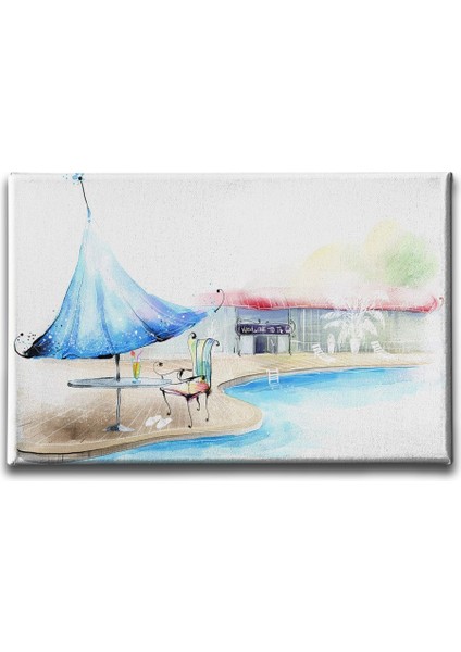 Havuz Başı Sulu Boya Tablo