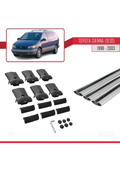 Toyota Sienna (XL10) 1998-2003 Arası ile Uyumlu Fly Model Ara Atkı Tavan Barı Gri 3 Adet Bar indirimleri
