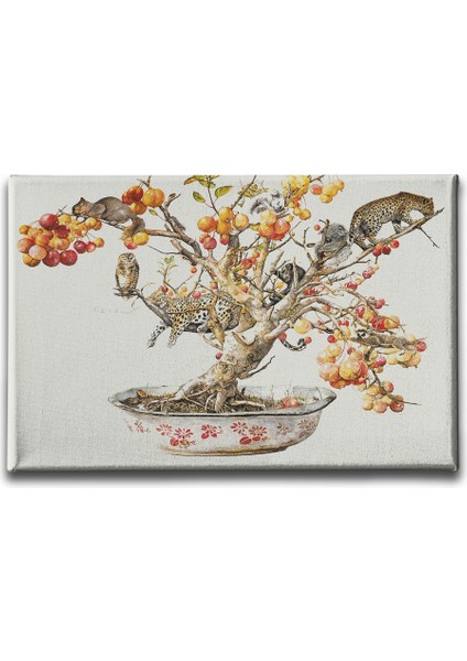 Hayvan - Ağaç Kanvas Tablo