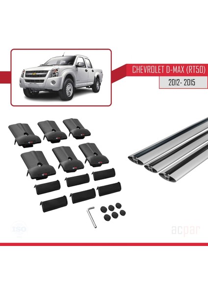 Chevrolet D-Max (RT50) 2012-2015 Arası ile Uyumlu Fly Model Ara Atkı Tavan Barı Gri 3 Adet Bar indirimleri