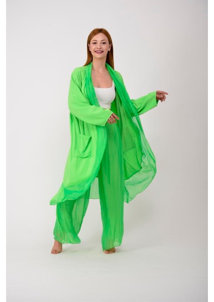 Itayan Ipek Detaylı Oversize Kaftan