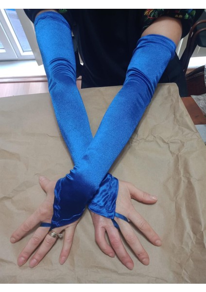 Saten Likralı Dans & Opera Eldiveni - (58 CM)