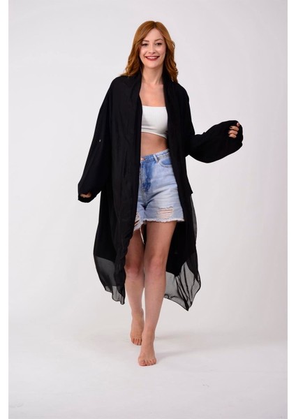 Itayan Ipek Detaylı Oversize Kaftan
