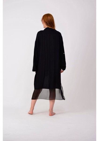 Itayan Ipek Detaylı Oversize Kaftan