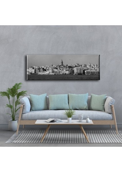 Siyah Beyaz Karaköy Panoramik Kanvas Tablo fiyatları