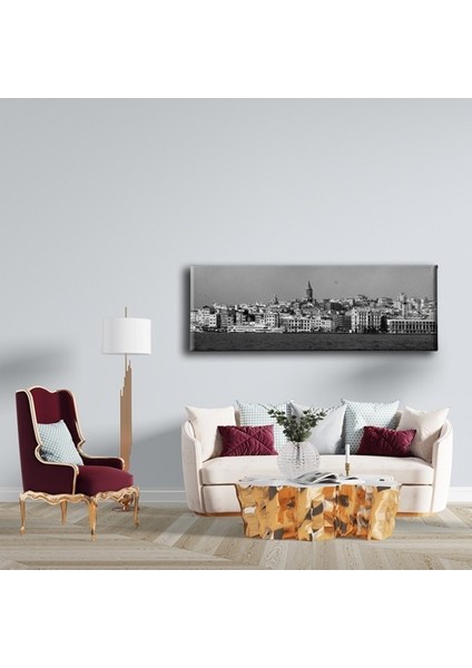 Siyah Beyaz Karaköy Panoramik Kanvas Tablo fırsatları