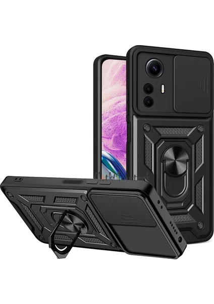 Xiaomi Redmi Note 12S Zırh Kılıf Kamera Korumalı Sürgülü Yüzüklü Armor Military Tank Kızaklı Kapak