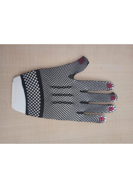 File Likralı Kısa Beyaz Eldiven