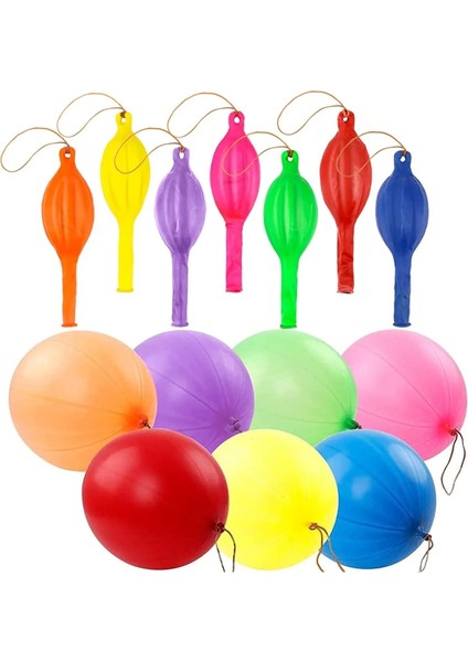 Punch Balon 100 Adet Zıpzıp Lastikli Balon Karışık Renk Ipli Balon