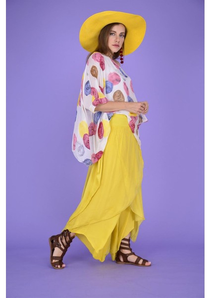 Kadın Asimetrik Kapaklı Ipek Şalvar Pantolon