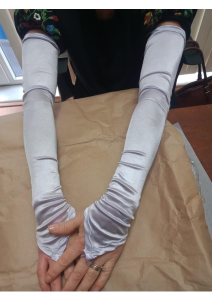Saten Likralı Dans & Opera Eldiveni - (58 CM) fiyatları
