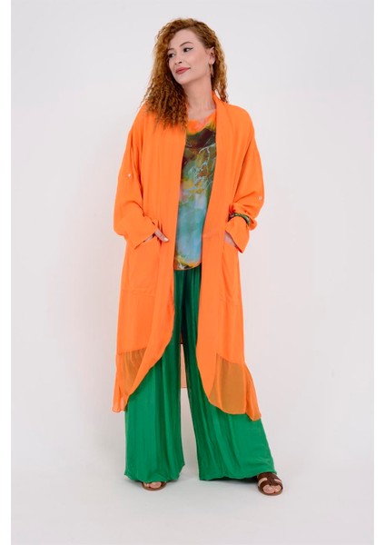 Itayan Ipek Detaylı Oversize Kaftan